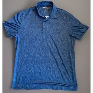 Izod Golf Short Sleeve Polo Shirt Blue White Splatter Pattern Logo Large JBHS